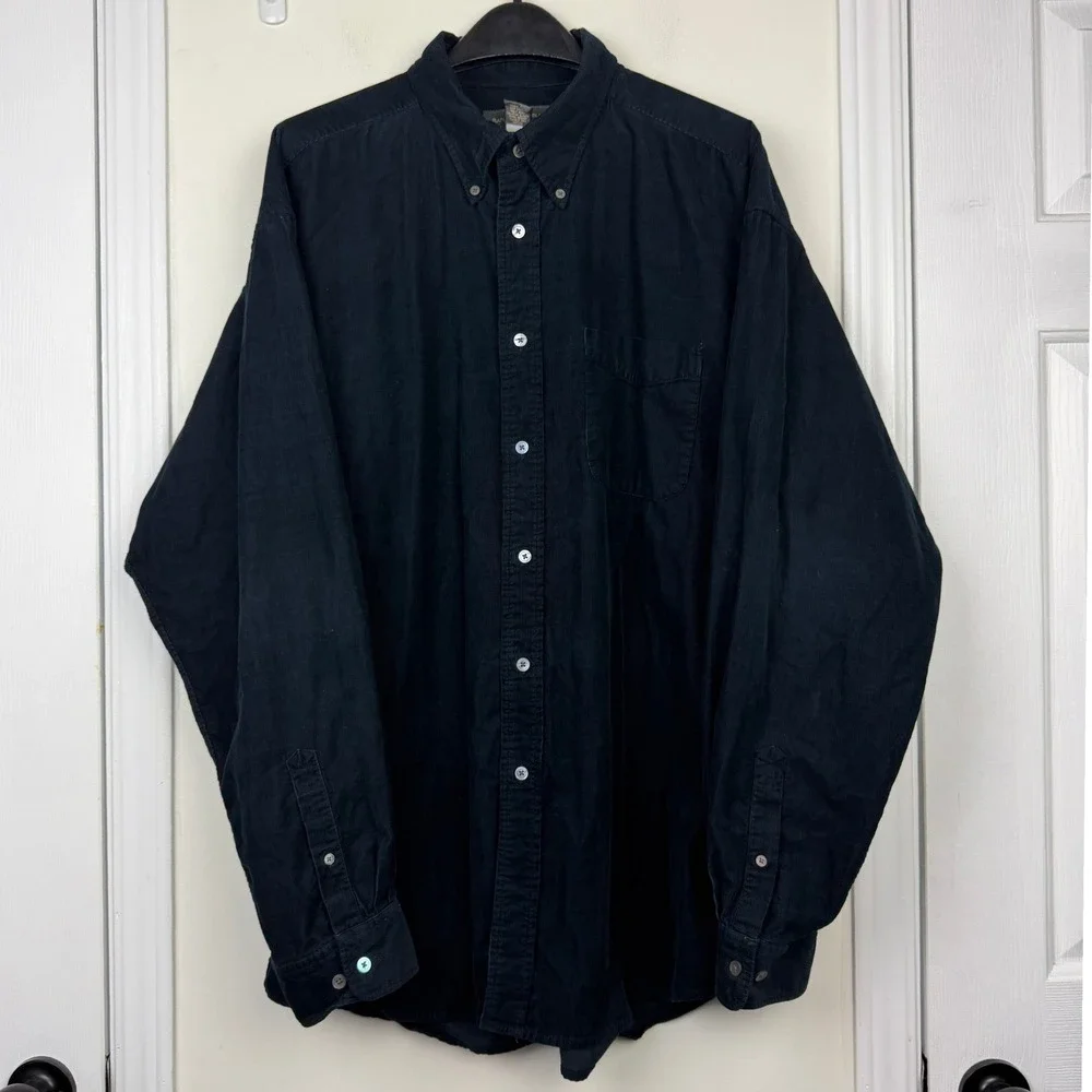 Banana Republic CORDUROY Shirt Mens XXL Cotton Long Sleeve Button Down Black